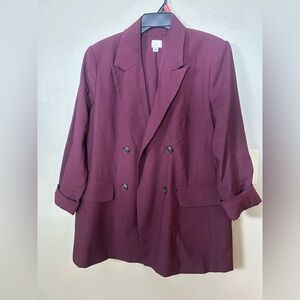 A New Day Maroon Double-Breasted Blazer